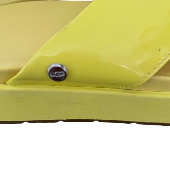 Ugg Emily Margarita Platform Patent Leather Yellow Slide Sandals size 9 - Picture 5 of 11
